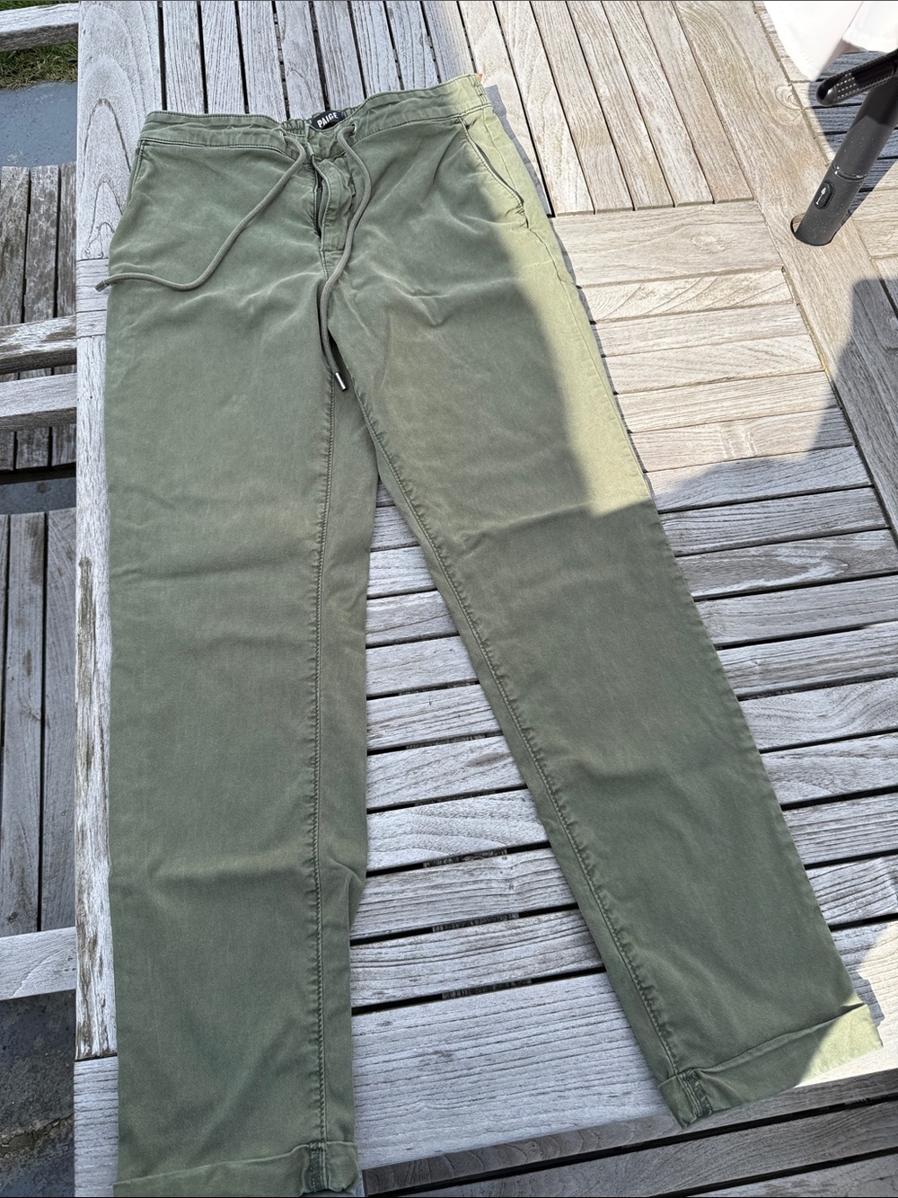 PAIGE Olive Green Straight Leg Jeans